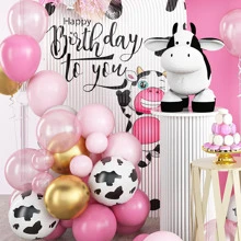 Juego de arco de globos rosa con diseño de vaca linda, decoración para fiesta con temática de vaca, guirnalda de globos con forma de vaca para fiesta de cumpleaños de niña, 1 pieza, Navidad - Multicolor - Ver 3