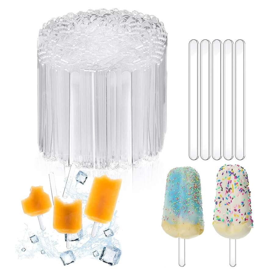 50 Pcs Palos De Plástico Transparente Para Paletas - transparente - Ver 1