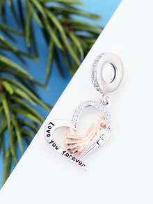 1入diy心形吊墜,925純銀'永遠愛你'刻字,男女均適用,適合情人節、婚禮和派對 - 銀色 - 查看 2