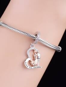 1入diy心形吊墜,925純銀'永遠愛你'刻字,男女均適用,適合情人節、婚禮和派對 - 銀色 - 查看 5