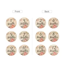 6 件套木制里程碑卡，用于记录宝宝每月的成长、100 天纪念日、生日照片道具、花形婴儿洗礼家庭装饰礼物婴儿洗礼复活节礼物，适合男孩/女孩 - 彩色 - 查看 8