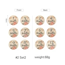 6 件套木制里程碑卡，用于记录宝宝每月的成长、100 天纪念日、生日照片道具、花形婴儿洗礼家庭装饰礼物婴儿洗礼复活节礼物，适合男孩/女孩 - 彩色 - 查看 3