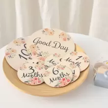 6 件套木制里程碑卡，用于记录宝宝每月的成长、100 天纪念日、生日照片道具、花形婴儿洗礼家庭装饰礼物婴儿洗礼复活节礼物，适合男孩/女孩 - 彩色 - 查看 6