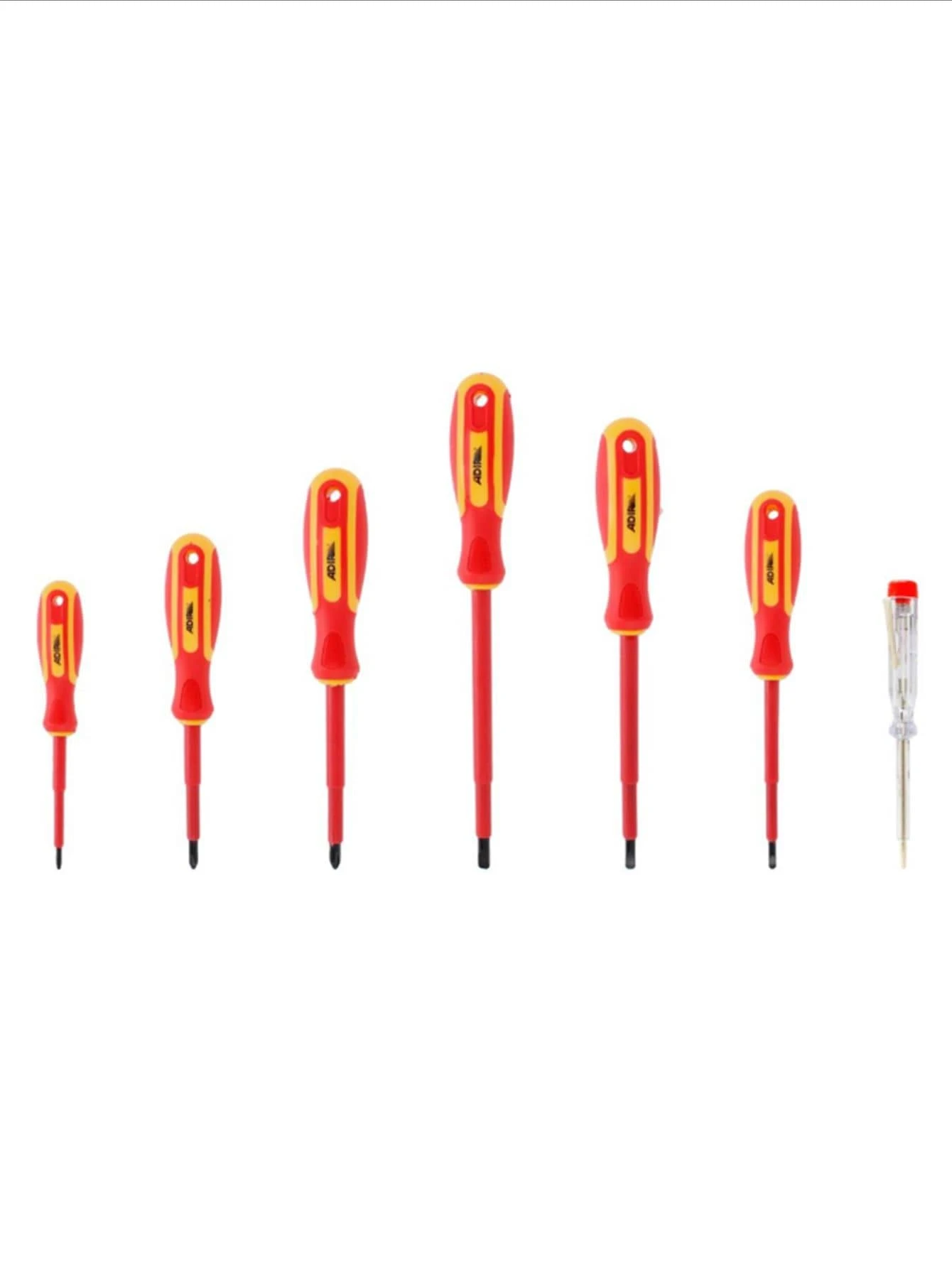 6 Dielectric Screwdrivers And 1 Resistance Current Tester Up To 1000 Volts - Yellow - View 1