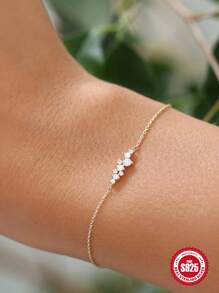 1 Vòng Tay Mạ Vàng 18K Vòng Tay Đính Đá Cubic Zirconia Cổ Điển Không Gây Dị Ứng Bạc 925 Vòng Tay Kim Cương Giả Vòng Tay Trang Sức Cho Phụ Nữ Cô Gái - Vàng - Xem 7