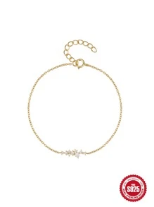 1 Vòng Tay Mạ Vàng 18K Vòng Tay Đính Đá Cubic Zirconia Cổ Điển Không Gây Dị Ứng Bạc 925 Vòng Tay Kim Cương Giả Vòng Tay Trang Sức Cho Phụ Nữ Cô Gái - Vàng - Xem 4