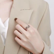 1入組時尚925 銀鍍串珠圓環防焦慮解壓帶圓環適合男士,女性,女兒的禮品 - 款式1# - 查看 2