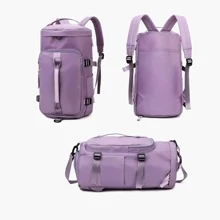 Sport Vattentät Stor Kapacitet Torr Blöt Separation Ryggväskor För Gym - Blåröd - Visa 3