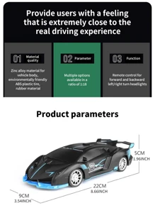 1 套蓝色和黑色电池供电遥控漂移电动赛车超级跑车，礼物（不含电池），遥控车 - 黑色 - 查看 3