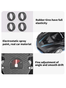 1 套蓝色和黑色电池供电遥控漂移电动赛车超级跑车，礼物（不含电池），遥控车 - 黑色 - 查看 7