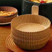 Giấy lót Air Fryer, Giấy lót Air Fryer chống dầu, Giấy lót Air Fryer dùng một lần, Tấm lót Airfryer tròn cho Nồi chiên không dầu, Nướng bánh, Lò vi sóng quay - Đồng - Xem 5