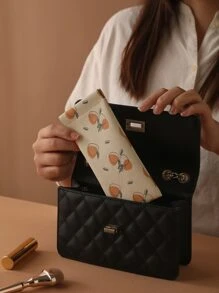 1pc Glasses Case, Coin Purse, Lipstick Case, Keychain Wallet - Apricot - View 4