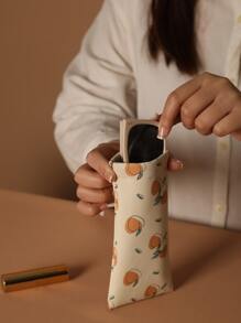 1pc Glasses Case, Coin Purse, Lipstick Case, Keychain Wallet - Apricot - View 2