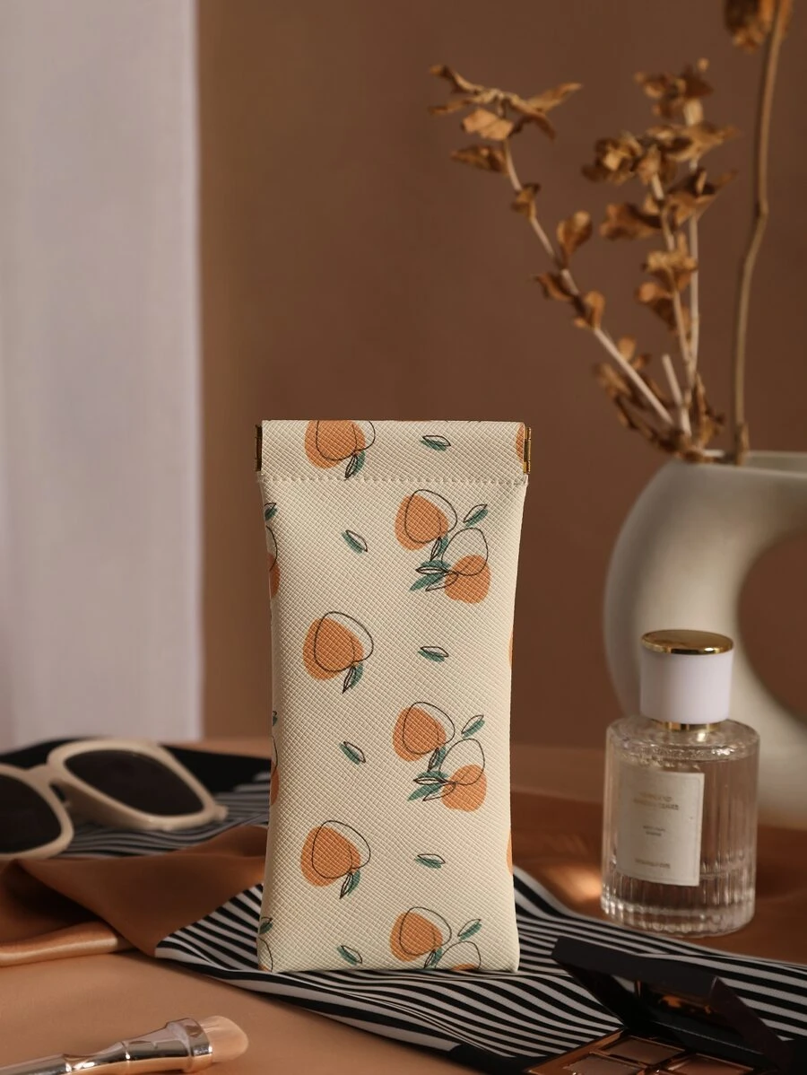 1pc Glasses Case, Coin Purse, Lipstick Case, Keychain Wallet - Apricot - View 1