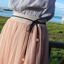 Vestido con con lazo cintura Cinturón - Rosa - Ver 3