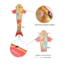 naranja Koi de pez cometa , talla grande cometa con saltando dragón diseño de puerta , con 100m cometa línea - Naranja - Ver 7