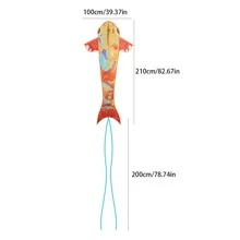 naranja Koi de pez cometa , talla grande cometa con saltando dragón diseño de puerta , con 100m cometa línea - Naranja - Ver 3