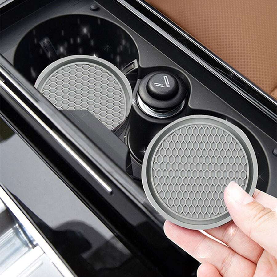 汽車杯架墊矽膠防水防滑杯墊,適用於水杯汽水瓶 - 灰色 - 查看 1