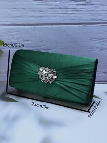 豪華晚餐包、晚餐包迷人、優雅、精緻、安靜豪華水鑽裝飾便攜式雙折磁性紐扣手拿包，適合女士日常使用、約會和作為禮物方形包，褶皺適合女士、女士、派對女孩、新娘非常適合派對、婚禮、舞會、晚餐/宴會、晚餐/宴會、送給女性、媽媽、老師、朋友、伴娘的最佳禮物 - 綠色 - 查看 3