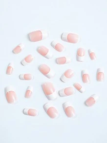 24 Chiếc Vuông Dài Pháp Đầu Giả Móng Tay Với 1 Thạch Gel Và 1 Dũa Móng Tay Ấn Vào Móng Tay dụng Cụ Làm Móng - Nhiều màu - Xem 4