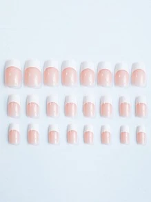 24 Chiếc Vuông Dài Pháp Đầu Giả Móng Tay Với 1 Thạch Gel Và 1 Dũa Móng Tay Ấn Vào Móng Tay dụng Cụ Làm Móng - Nhiều màu - Xem 3