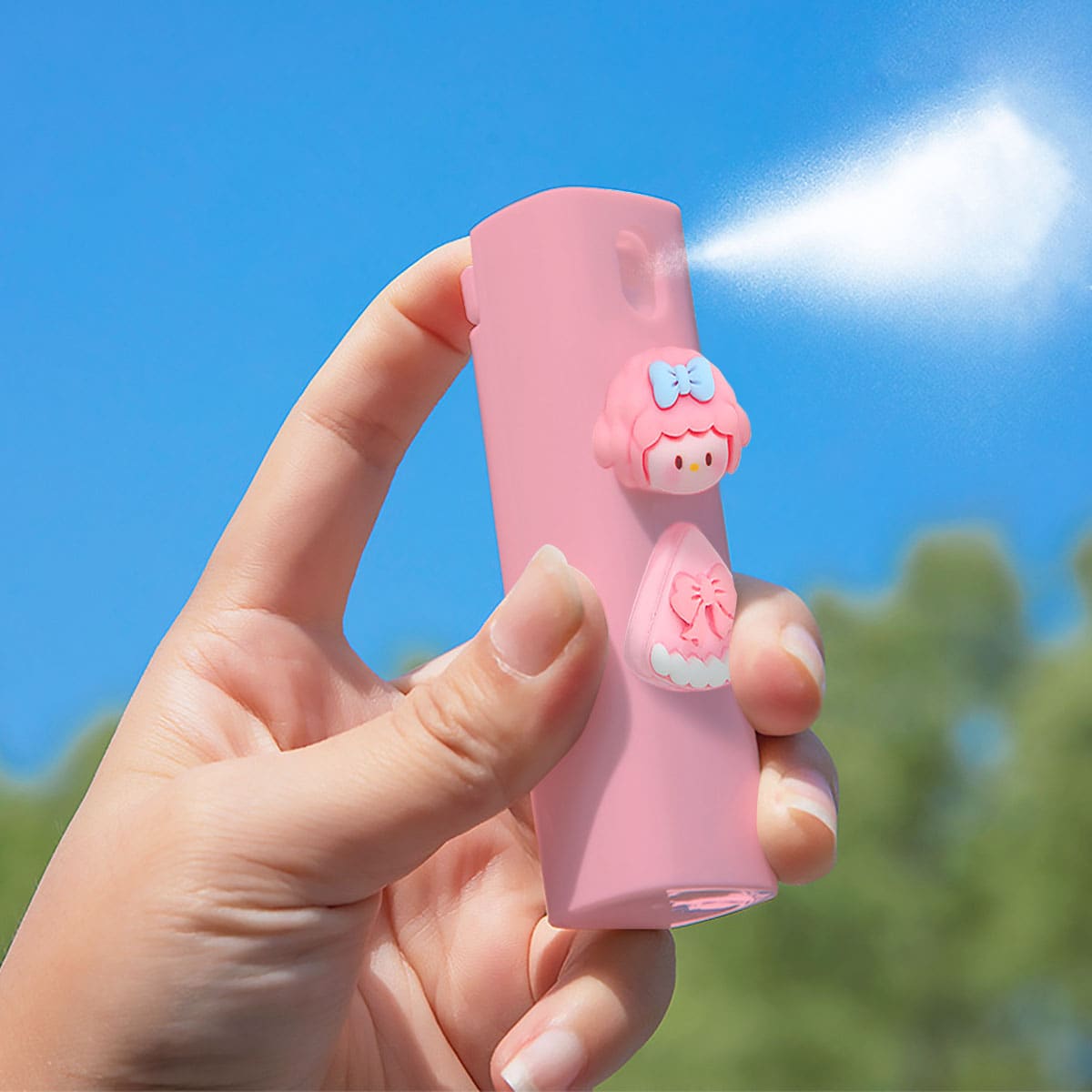 1 Pieza 10ml Botella De Spray Mini Portátil Con Diseño De Dibujos Animados Y Cuerda Para Colgar - Rosa - Ver 1