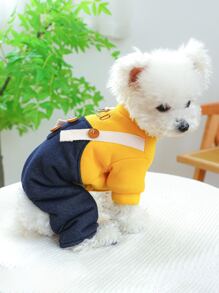 1 quần áo cho thú cưng chó mèo quần áo mùa đông lót cotton giữ nhiệt dày ấm áp Hello yếm - Vàng - Màu vàng - Xem 6