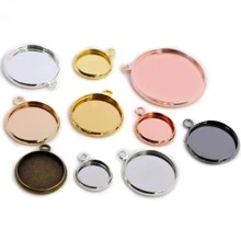 10 Peças/saco De Cabochão De Pingente Redondo De 8-25mm Com Único Laço, Base Vazia Para Fabricação De Joias Para Pulseira E Colar