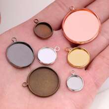 10 Peças/saco De Cabochão De Pingente Redondo De 8-25mm Com Único Laço, Base Vazia Para Fabricação De Joias Para Pulseira E Colar