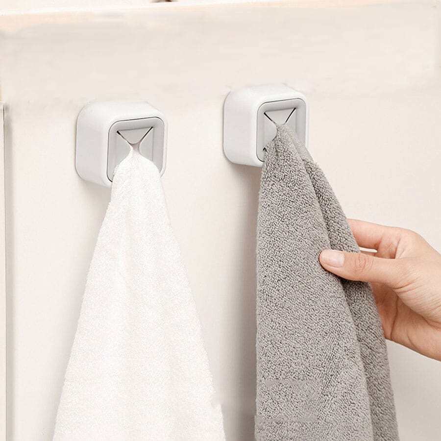 2 件免钻毛巾挂钩、厨房抹布衣架、家用洗碗布收纳架、塑料