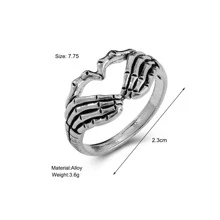 1pc Dark Style Hand Shaped Ring, Hip Hop Street Style - Silver - View 2
