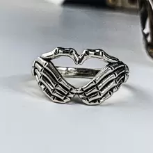 1pc Dark Style Hand Shaped Ring, Hip Hop Street Style - Silver - View 1
