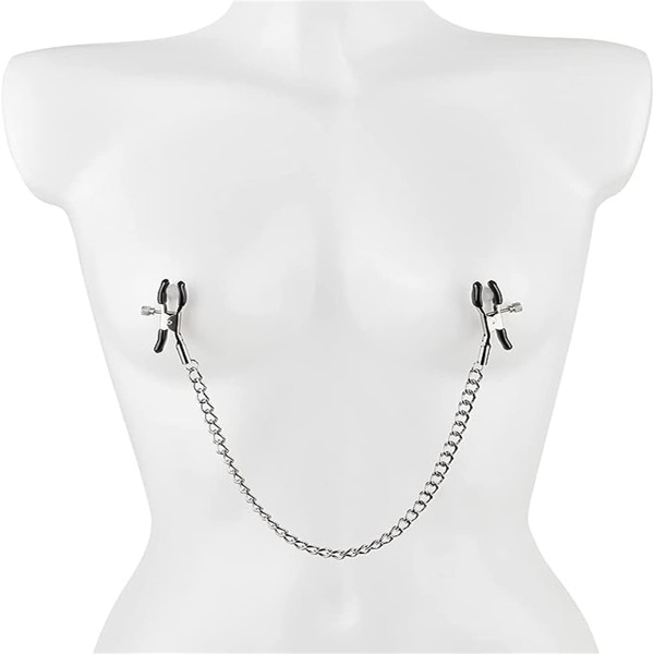Duiziqian Brustwarzenklammern mit Kette, 1 Stück einstellbare weiche Gummi Brustclips BDSM Restraint Bondage Rollenspiel Nippelklammern mit Kette Sexspielzeug für Paare, Lesben, Schwule zur sexuellen Lustanwendung.