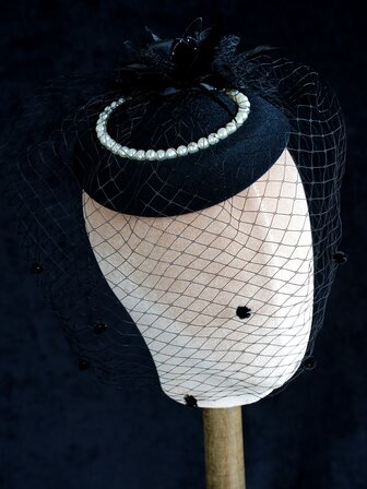 1 pieza Tocado de sombrero mini vintage negro velo, para novia, dama de honor, boda, fiesta, fotografía