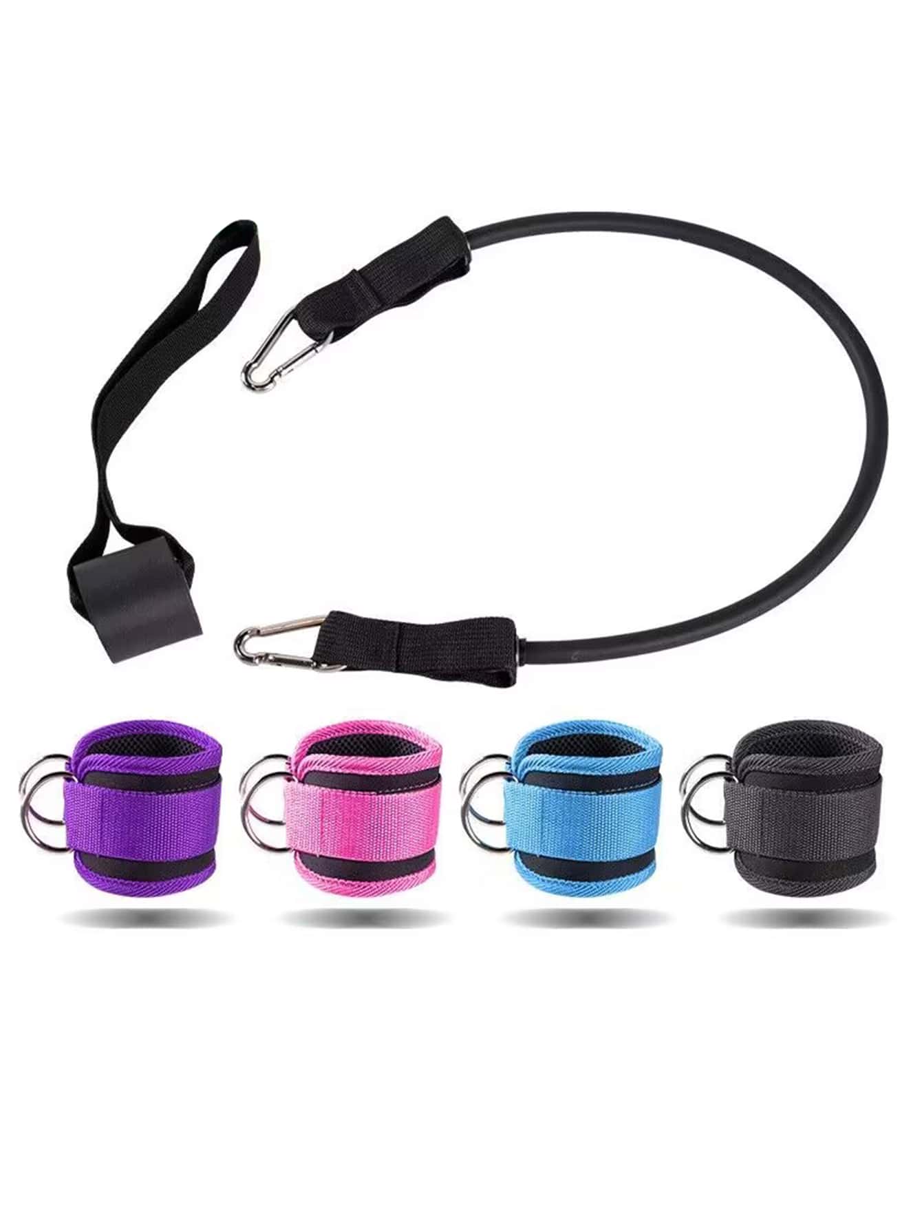 3 cái/bộ Ròng rọc Cable Máy móc Chân Quán ba Dây đeo Bộ dụng cụ , Vòng bít mắt cá chân Và Vùng bụng Dây đai Đối với Phòng thể dục Tập thể dục Và Khỏe mạnh - màu đen - Xem 1