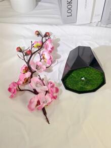 1 stuk Kunstmatige pruimenbloesem Bonsai Boom , Binnen Decoratief Groene plant Simulatie Plant in bloempot