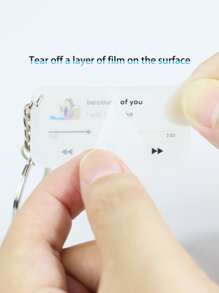 字母圖案矩形吊墜鑰匙圈 - 無色 - 查看 2