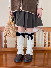 4對少女霓虹色針織肋紋腿套,保暖的派對配件 - 彩色 - 查看 3