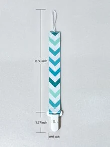 2入組隨機色齒形安撫奶嘴夾子適用於嬰兒,雙面圖案設計,安全夾閉合,防止,玩具牙膠帶至防止,防丟繩索和防摔繩索適用於寶寶出牙玩具 - 彩色 - 查看 7