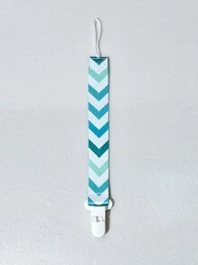 2入組隨機色齒形安撫奶嘴夾子適用於嬰兒,雙面圖案設計,安全夾閉合,防止,玩具牙膠帶至防止,防丟繩索和防摔繩索適用於寶寶出牙玩具 - 彩色 - 查看 3