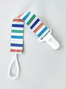 2入組隨機色齒形安撫奶嘴夾子適用於嬰兒,雙面圖案設計,安全夾閉合,防止,玩具牙膠帶至防止,防丟繩索和防摔繩索適用於寶寶出牙玩具 - 彩色 - 查看 6