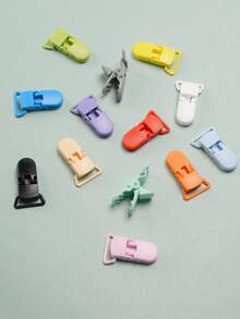 13 piezas Clips de plástico DIY, Clip para chupete Multicolor con cordón y cubierta abatible para accesorios antipérdida - Multicolor - Ver 2