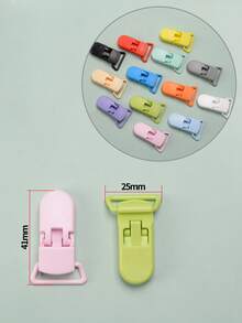13 piezas Clips de plástico DIY, Clip para chupete Multicolor con cordón y cubierta abatible para accesorios antipérdida - Multicolor - Ver 3