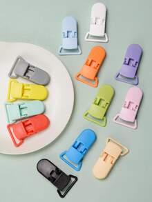 13 piezas Clips de plástico DIY, Clip para chupete Multicolor con cordón y cubierta abatible para accesorios antipérdida - Multicolor - Ver 4