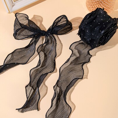 1pc Black Transparent Ribbon Fish Tail Yarn Ribbon Gift, Bouquet Wrapping Belt
