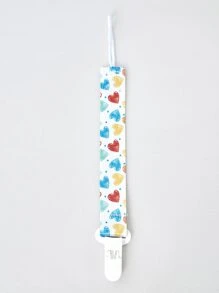 2入組隨機色齒形安撫奶嘴夾子適用於嬰兒,雙面圖案設計,安全夾閉合,防止,玩具牙膠帶至防止,防丟繩索和防摔繩索適用於寶寶出牙玩具 - 彩色 - 查看 4