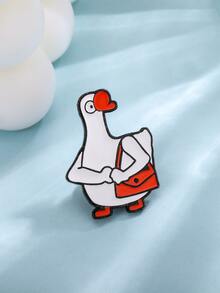 1 Pieza Divertido Broche De Forma De Ganso Enojado De Dibujos Animados, Tres Cabezas De Ganso, Ganso, Para Mochila - Multicolor - Ver 2