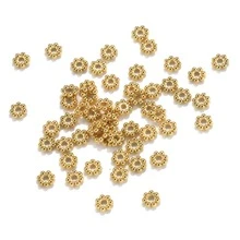 20pcs Stainless Steel 18k Gold Plated Daisy Snowflake Flower Spacer Beads Loose Bead Caps,DIY Jewelry Accessories Bracelet Necklace - Yellow Gold - View 1