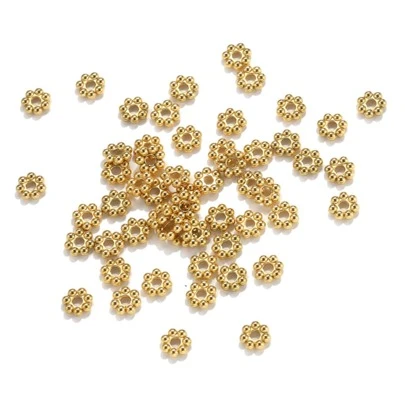 20pcs Stainless Steel 18k Gold Plated Daisy Snowflake Flower Spacer Beads Loose Bead Caps,DIY Jewelry Accessories Bracelet Necklace