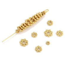 20pcs Stainless Steel 18k Gold Plated Daisy Snowflake Flower Spacer Beads Loose Bead Caps,DIY Jewelry Accessories Bracelet Necklace - Yellow Gold - View 4